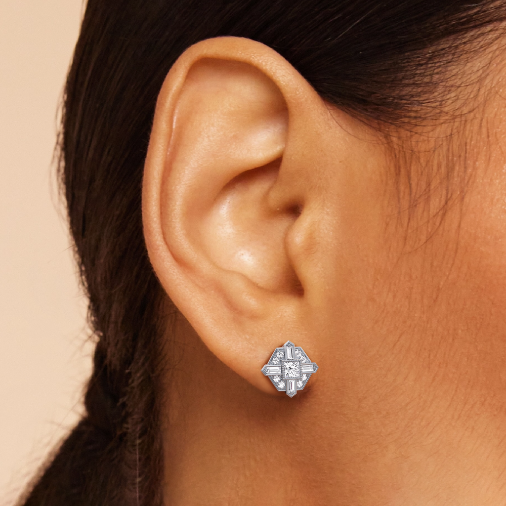 The Bullocks Earrings with 18KT Rose Gold / Lab / 1 1/5 Cut Diamond in 14KT Rose Gold / Lab / 1 1/5 view 3
