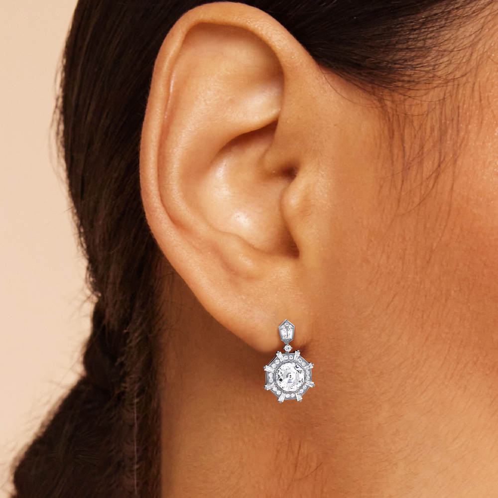The Allison Earrings with 18KT Yellow Gold / Lab / 4 9/10 Cut Diamond in 14KT Yellow Gold / Lab / 4 9/10 view 3
