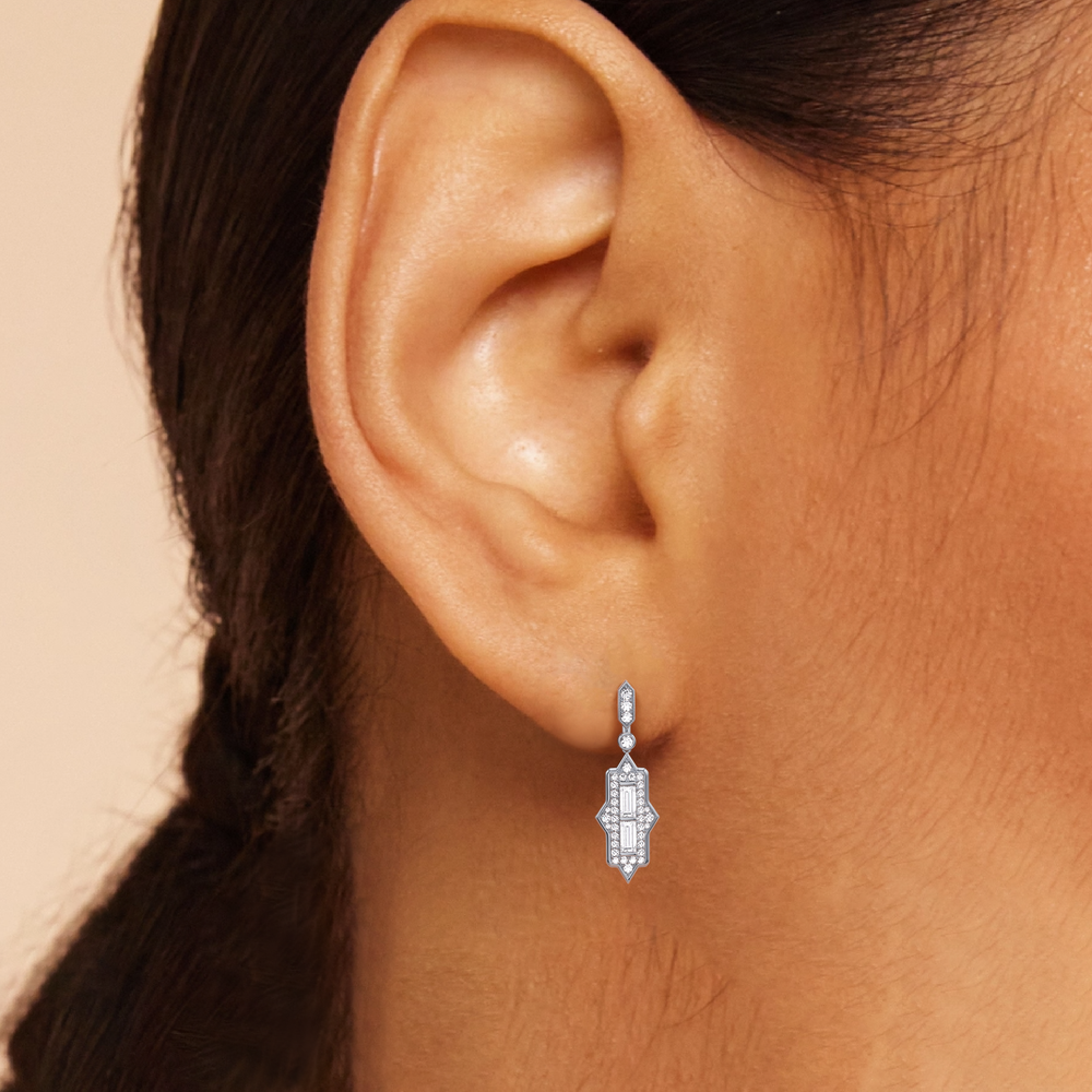 The Delano Earrings with 18KT Rose Gold / Lab / 2 1/3 Cut Diamond in 14KT Rose Gold / Lab / 2 1/3 view 3
