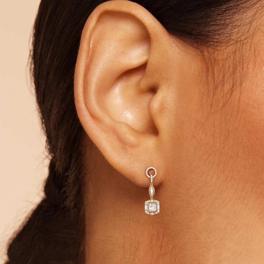 The Napier Earrings with 18KT Rose Gold / Lab / 4 Cut Diamond in 14KT Rose Gold / Lab / 4 view 3
