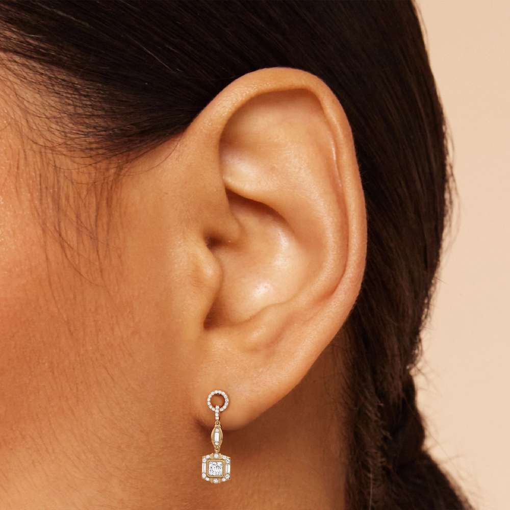 The Napier Earrings with 18KT White Gold / Lab / 4 Cut Diamond in 14KT White Gold / Lab / 4 view 4
