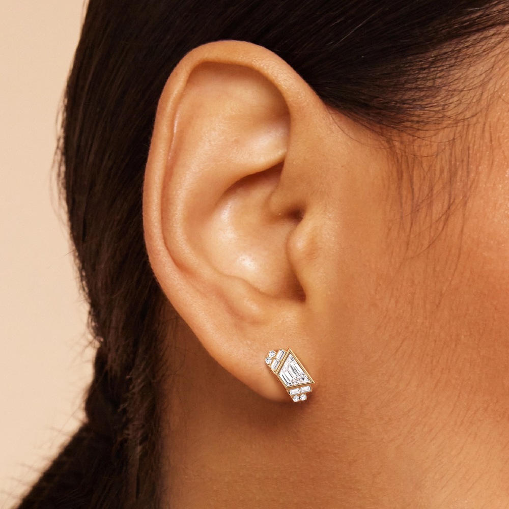 The Marquee Earrings with Platinum / Lab / 2 1/10 Cut Diamond in 14KT Platinum / Lab / 2 1/10 view 3
