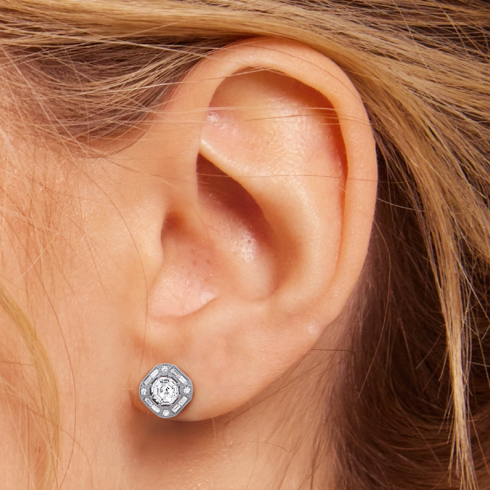 The Liberty Earrings with 18KT Rose Gold / Lab / 2 Cut Diamond in 14KT Rose Gold / Lab / 2 view 4
