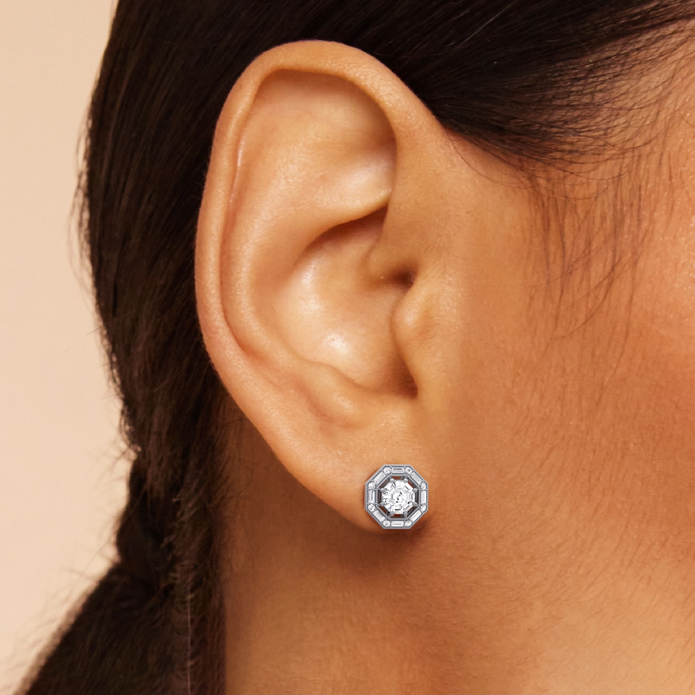 The Octa Earrings with 18KT Yellow Gold / Lab / 1 3/4 Cut Diamond in 14KT Yellow Gold / Lab / 1 3/4 view 3
