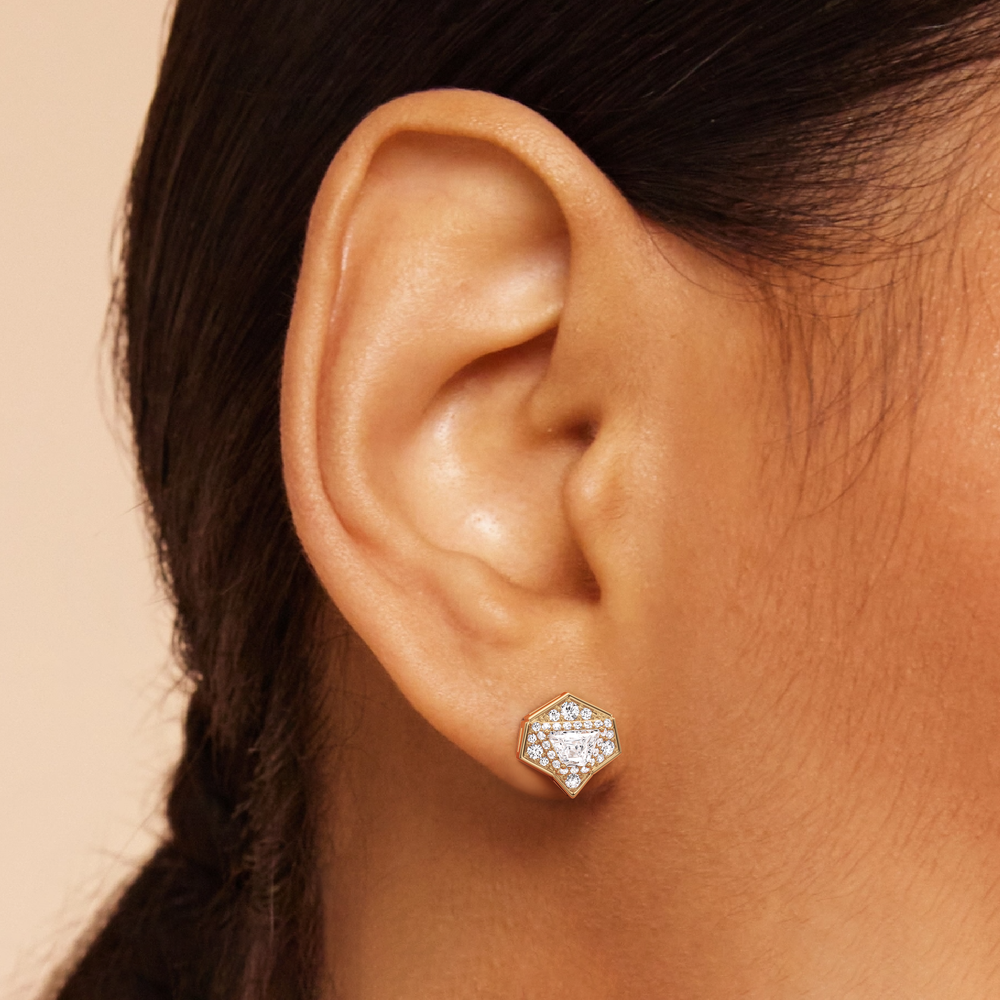 The Dorchester Earrings with 18KT White Gold / Lab / 1 1/3 Cut Diamond in 14KT White Gold / Lab / 1 1/3 view 3
