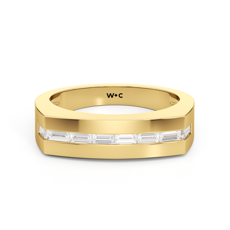 Diamond Channel Flat Top Men's Ring