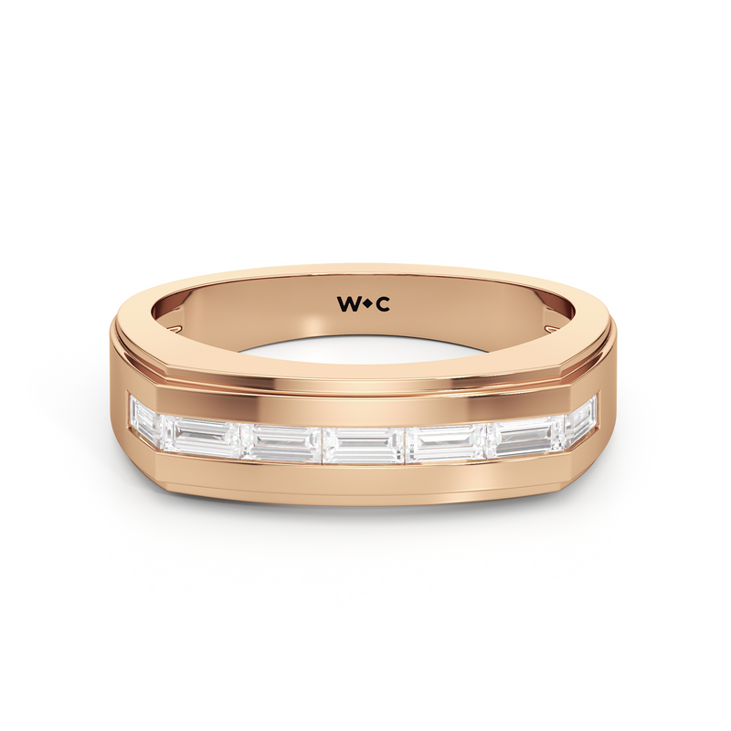 Diamond Channel Beveled Men's Ring
