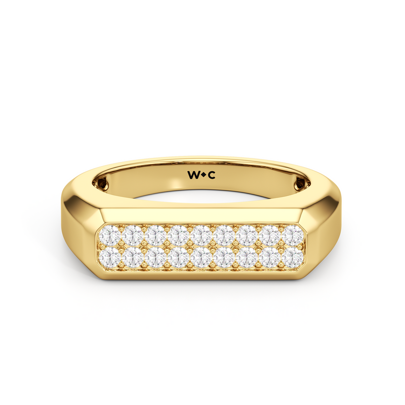 Octagonal Flat Top Diamond Pave Men's Ring