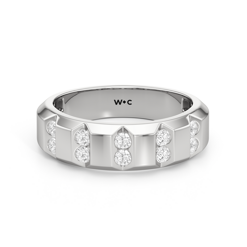 Ridged Channel Diamond Men's Ring