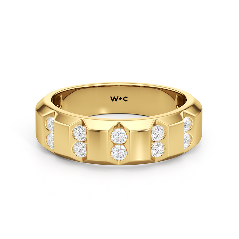 Ridged Channel Diamond Men's Ring