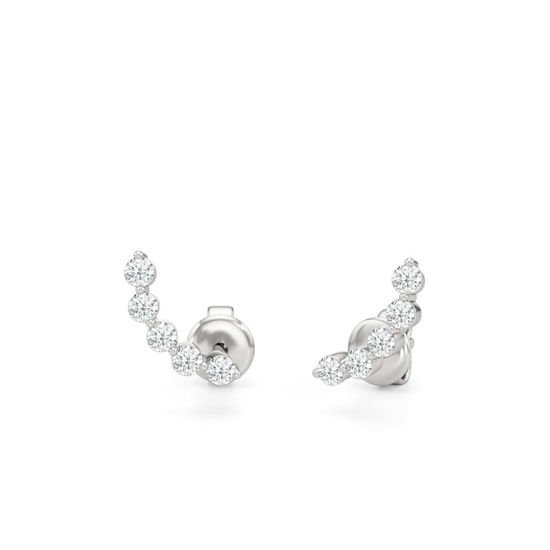 Curved Trail Diamond Climber Earrings
