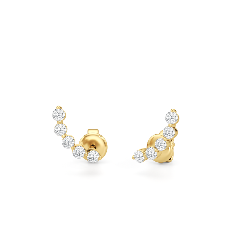 Curved Trail Diamond Climber Earrings