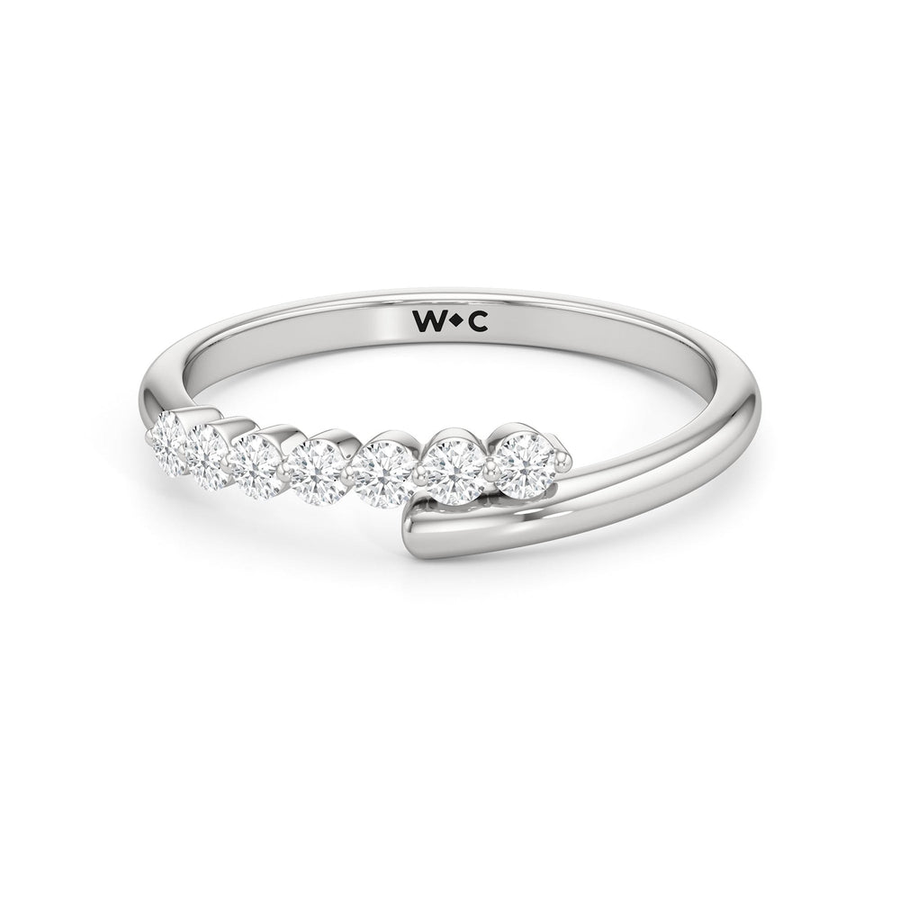 Slim Bypass Diamond Ring with 14KT White Gold / Lab / 1/5 Cut Diamond in 14KT White Gold / Lab / 1/5 view 1
