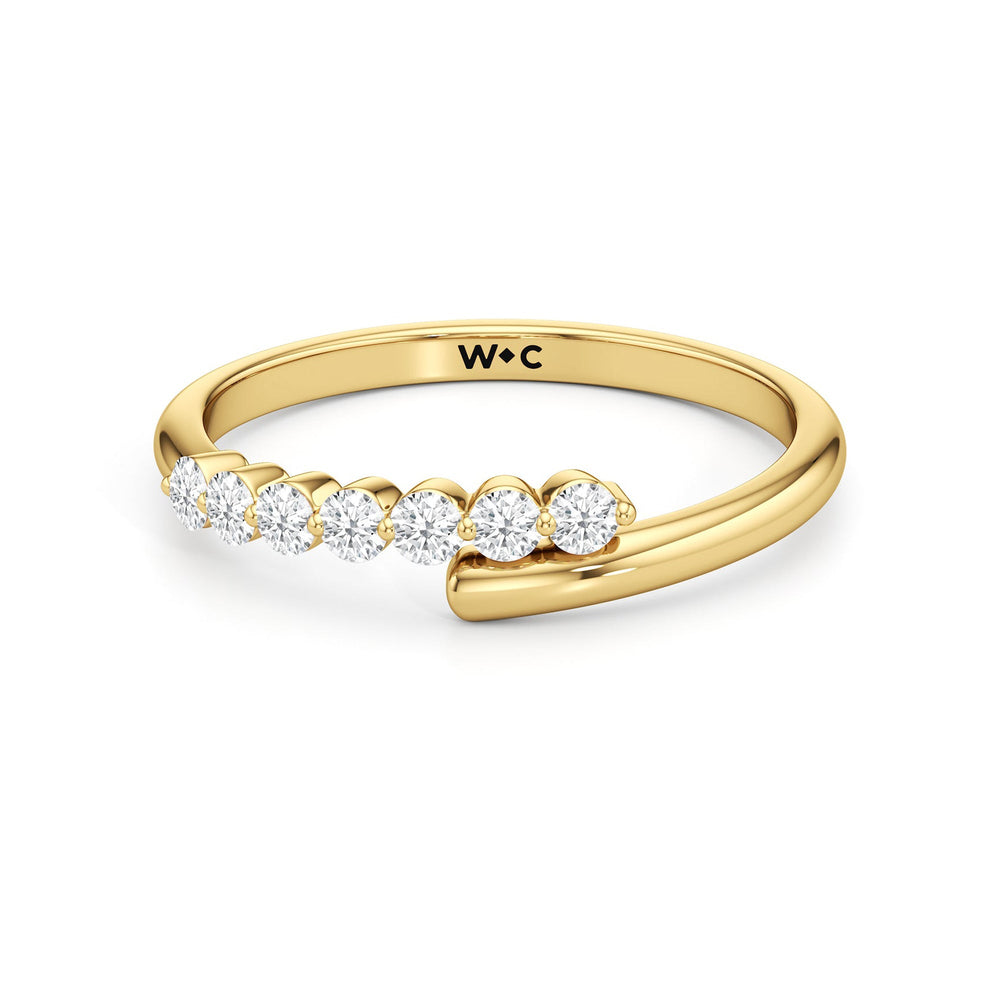 Slim Bypass Diamond Ring with 14KT Yellow Gold / Lab / 1/5 Cut Diamond in 14KT Yellow Gold / Lab / 1/5 view 1
