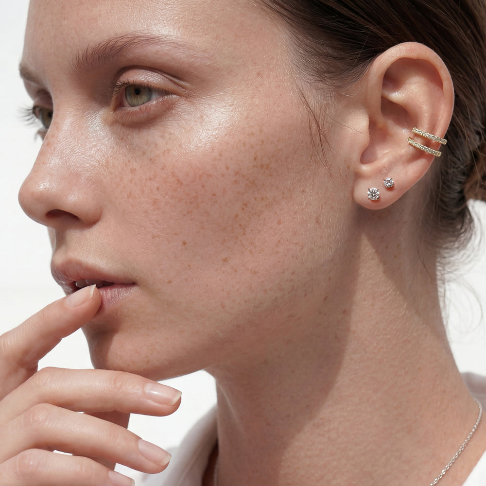 The Cassatt Round Solitaire Studs with 18KT Yellow Gold / Lab / 2 1/4 Cut Diamond in 14KT Yellow Gold / Lab / 2 1/4 view 4
