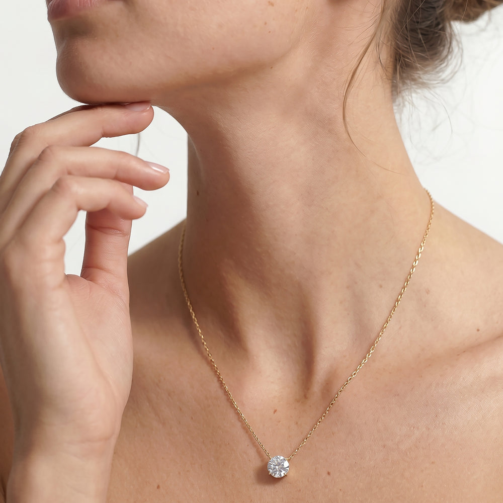 The Cassatt Round Solitaire Pendant with 14KT White Gold / Lab / 1 1/8 Cut Diamond in 14KT White Gold / Lab / 1 1/8 view 3
