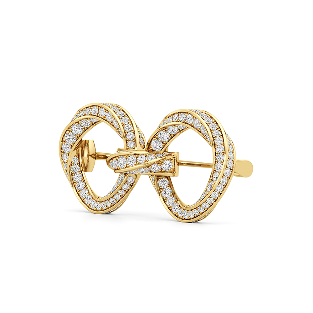 The Bond Link Brooch with 18KT Yellow Gold / Lab / 3 Cut Diamond in 14KT Yellow Gold / Lab / 3 view 3
