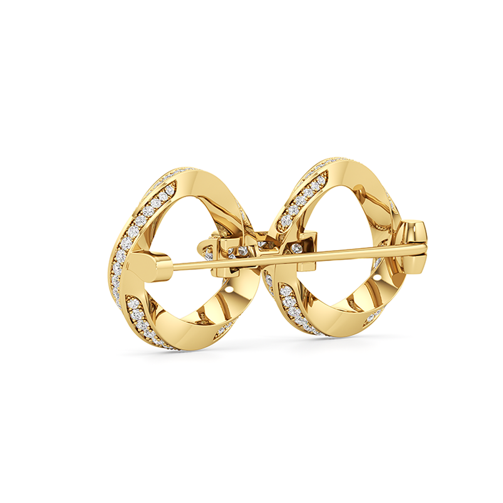 The Bond Link Brooch with 18KT Yellow Gold / Lab / 3 Cut Diamond in 14KT Yellow Gold / Lab / 3 view 4
