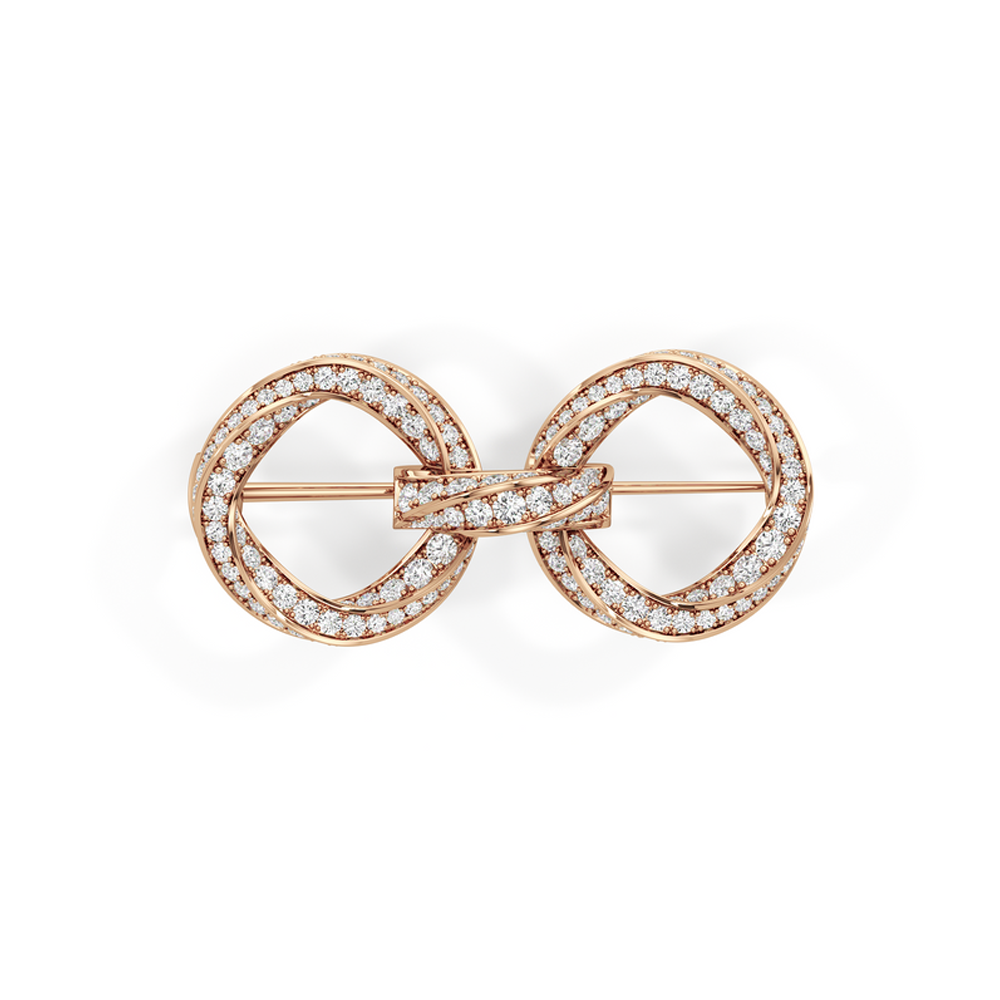 The Bond Link Brooch with 18KT Rose Gold / Lab / 3 Cut Diamond in 14KT Rose Gold / Lab / 3 view 2
