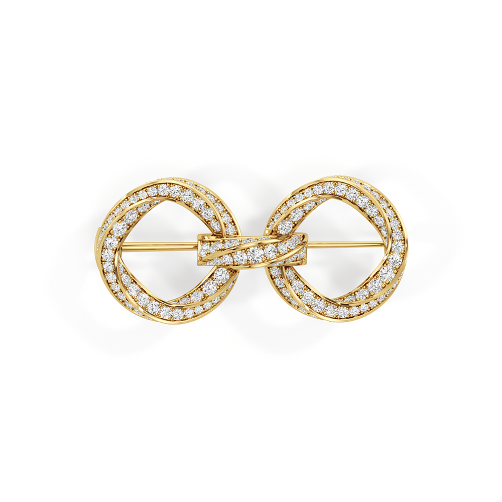 The Bond Link Brooch with 18KT Yellow Gold / Lab / 3 Cut Diamond in 14KT Yellow Gold / Lab / 3 view 2
