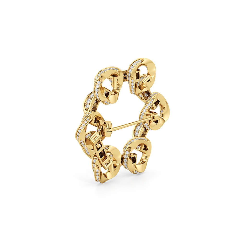 The Bond Circle Brooch with 18KT Yellow Gold / Lab / 8 Cut Diamond in 14KT Yellow Gold / Lab / 8 view 4
