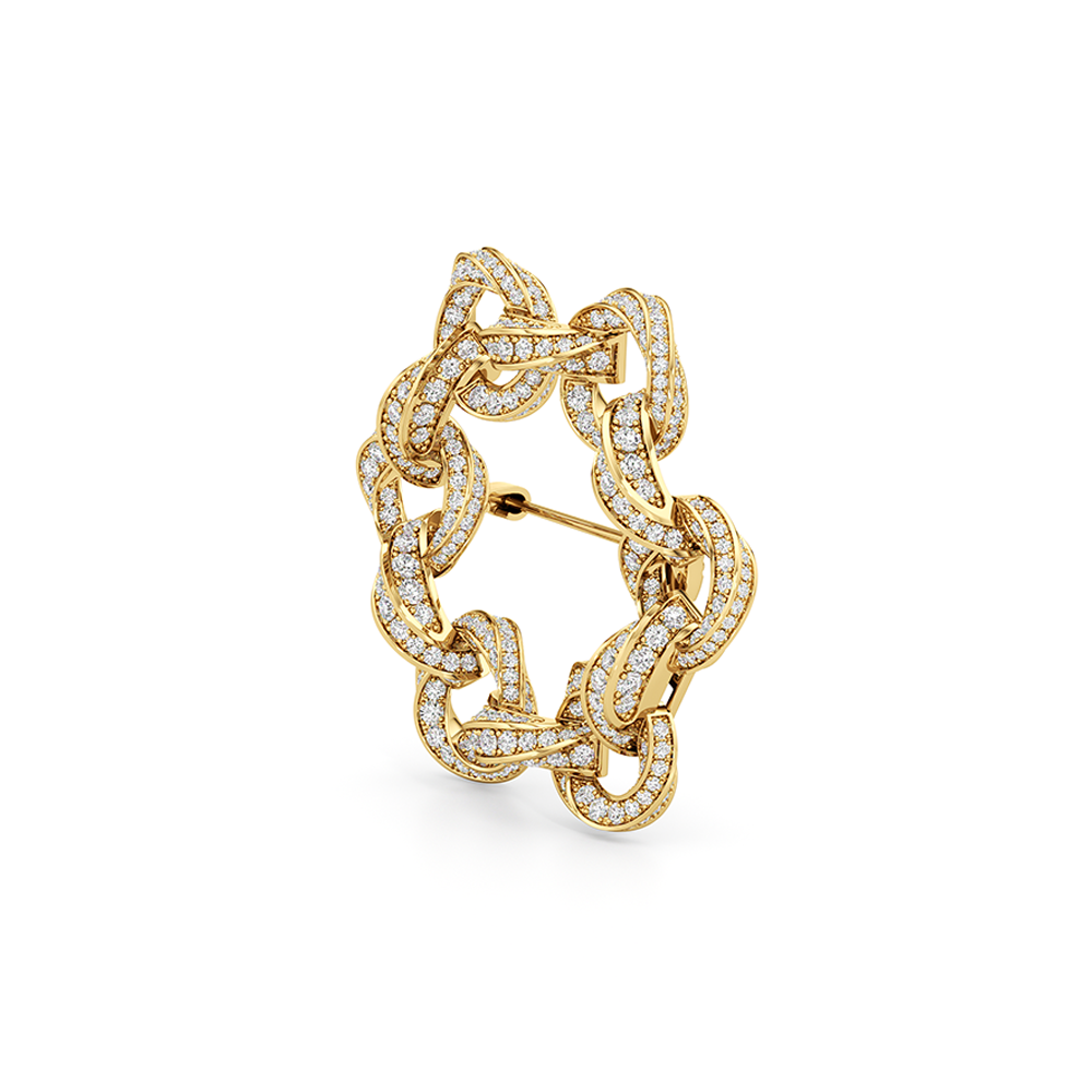 The Bond Circle Brooch with 18KT Yellow Gold / Lab / 8 Cut Diamond in 14KT Yellow Gold / Lab / 8 view 3
