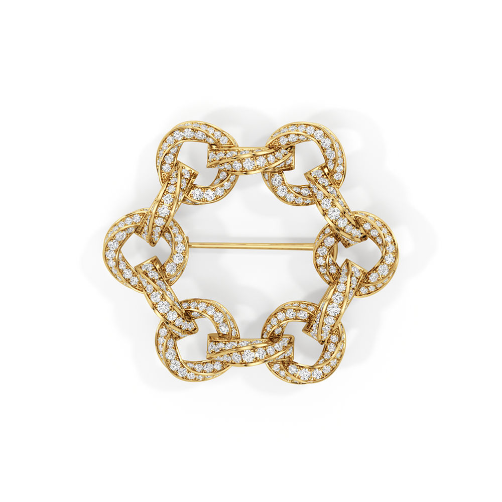 The Bond Circle Brooch with 18KT Yellow Gold / Lab / 8 Cut Diamond in 14KT Yellow Gold / Lab / 8 view 2
