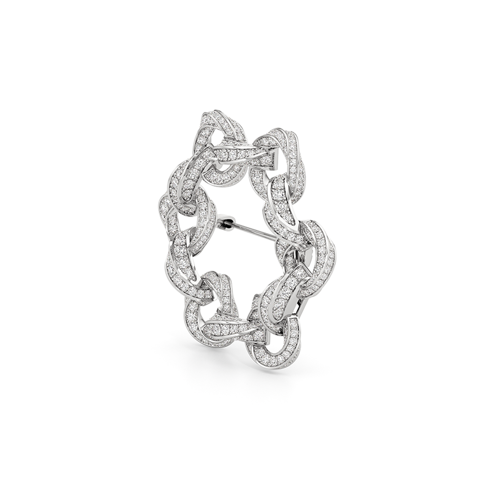 The Bond Circle Brooch with Platinum / Lab / 8 Cut Diamond in 14KT Platinum / Lab / 8 view 3
