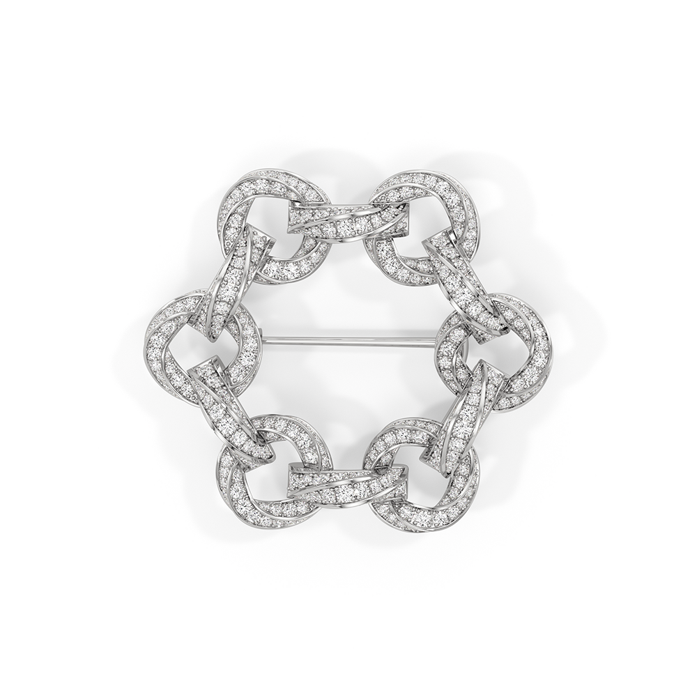 The Bond Circle Brooch with Platinum / Lab / 8 Cut Diamond in 14KT Platinum / Lab / 8 view 2
