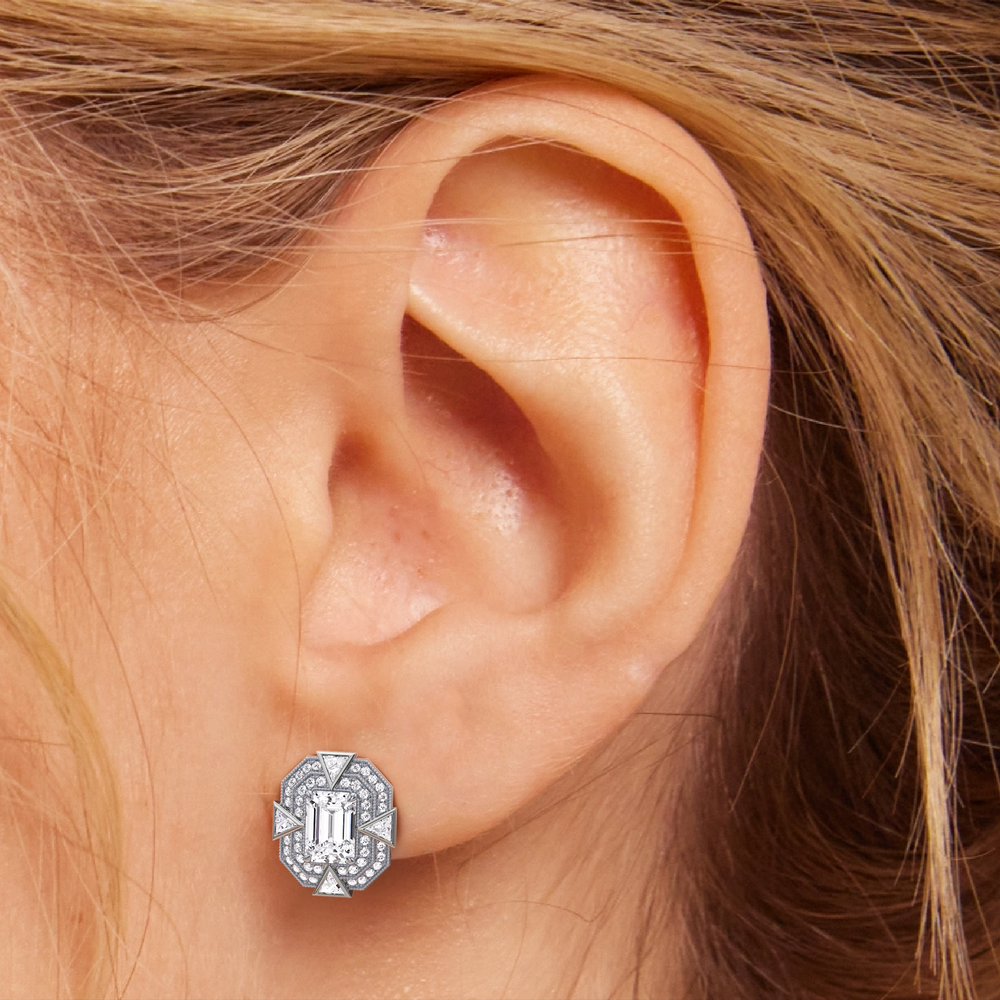 The Empire Earrings with 18KT White & Yellow Gold / Lab / 5 1/2 Cut Diamond in 14KT White & Yellow Gold / Lab / 5 1/2 view 4
