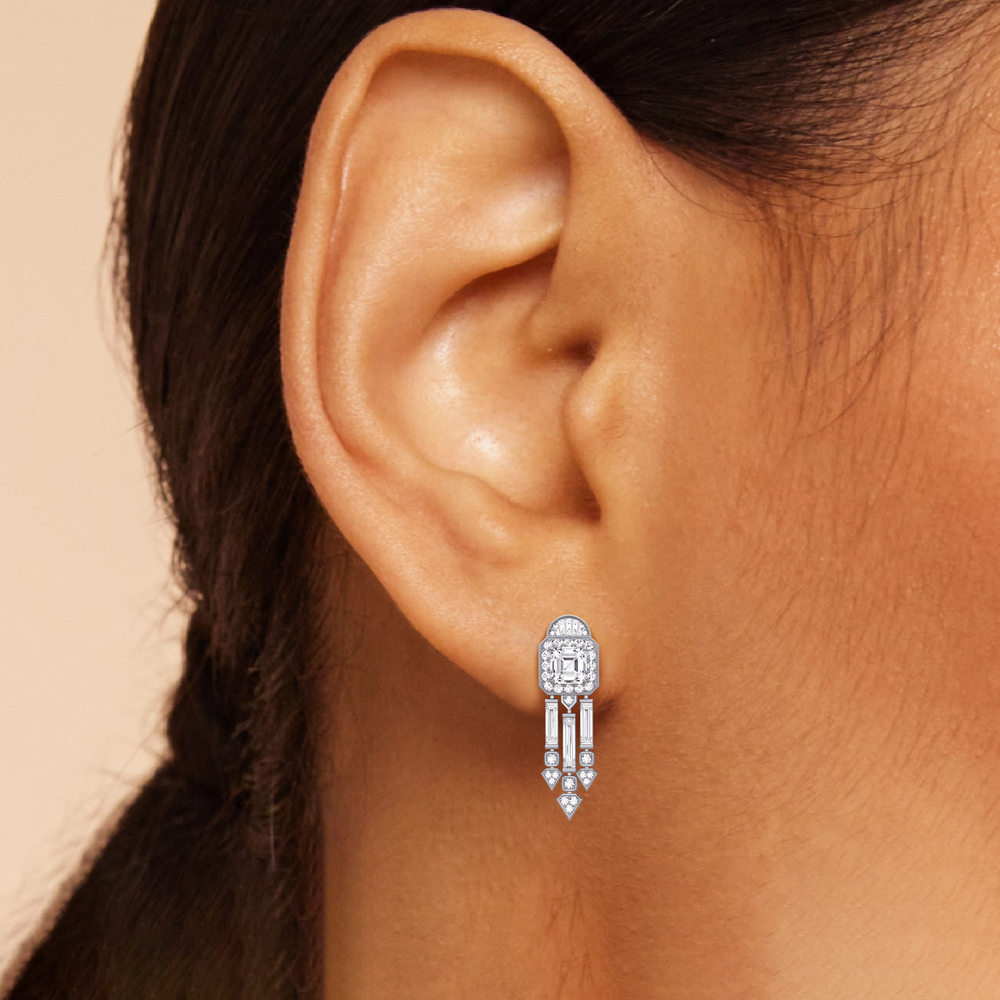 The Bacardi Earrings with Platinum / Lab / 7 3/8 Cut Diamond in 14KT Platinum / Lab / 7 3/8 view 3

