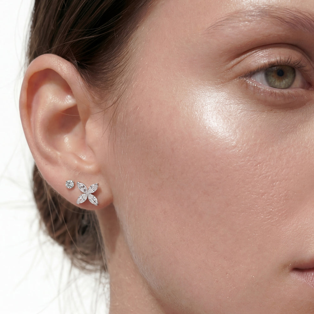 Wildflower Studs with 14KT Yellow Gold / Lab / 1 Cut Diamond in 14KT Yellow Gold / Lab / 1 view 2
