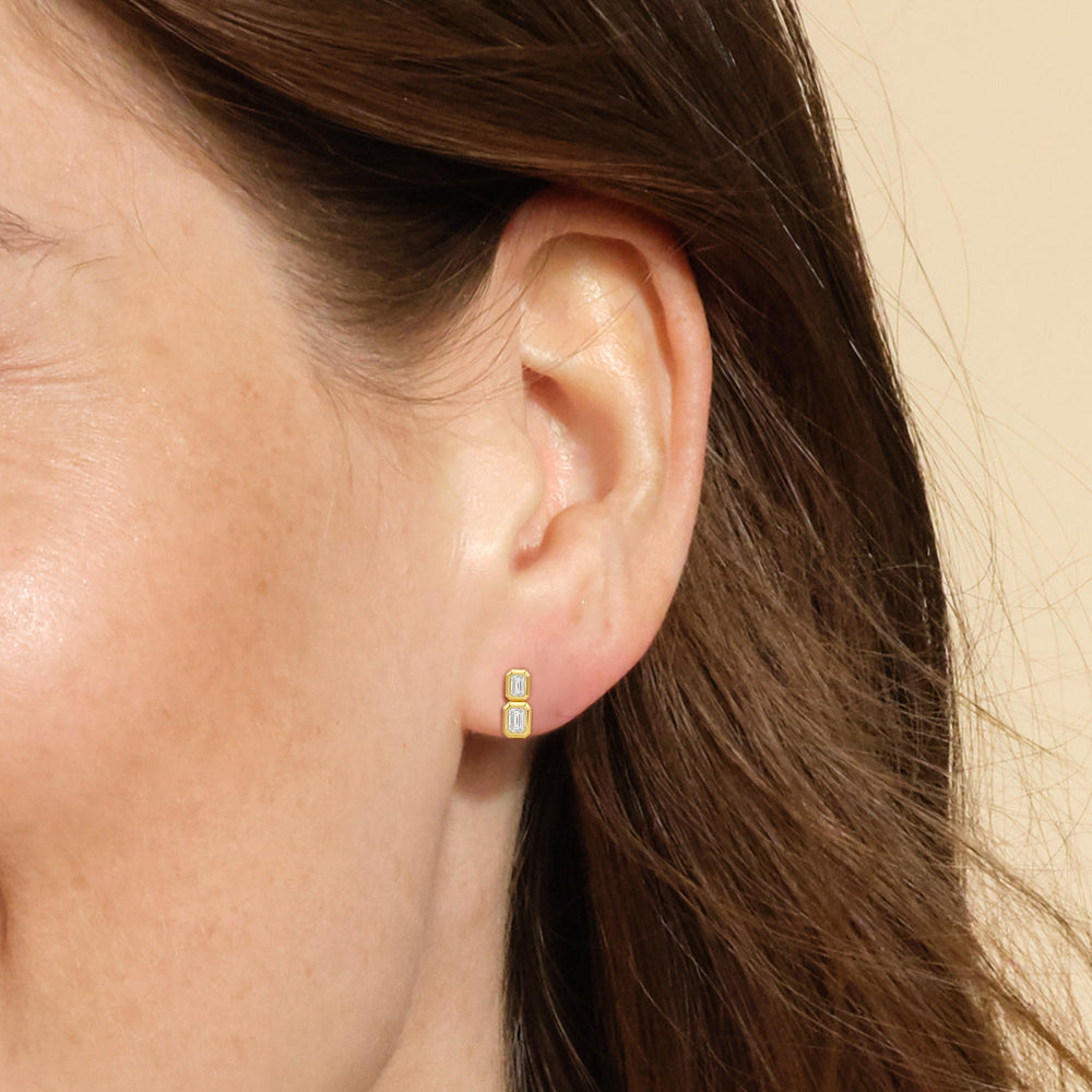 Ana Two Stone Studs with 14KT Rose Gold / Lab / 1/3 Cut Diamond in 14KT Rose Gold / Lab / 1/3 view 3
