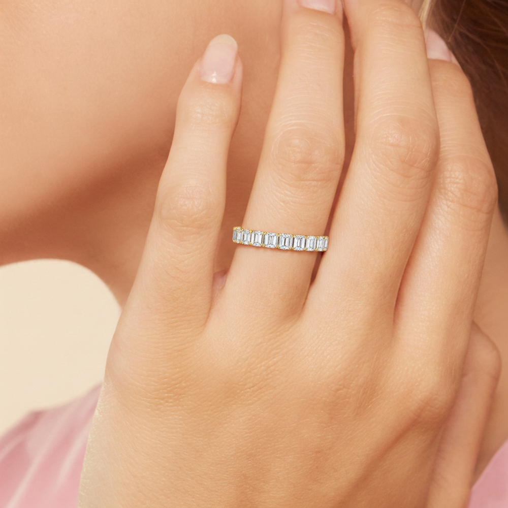 Equinox Half & Half Eternity Band (E+ VS+) with 18KT Yellow Gold / Lab / 3 Cut Diamond in 14KT Yellow Gold / Lab / 3 view 2
