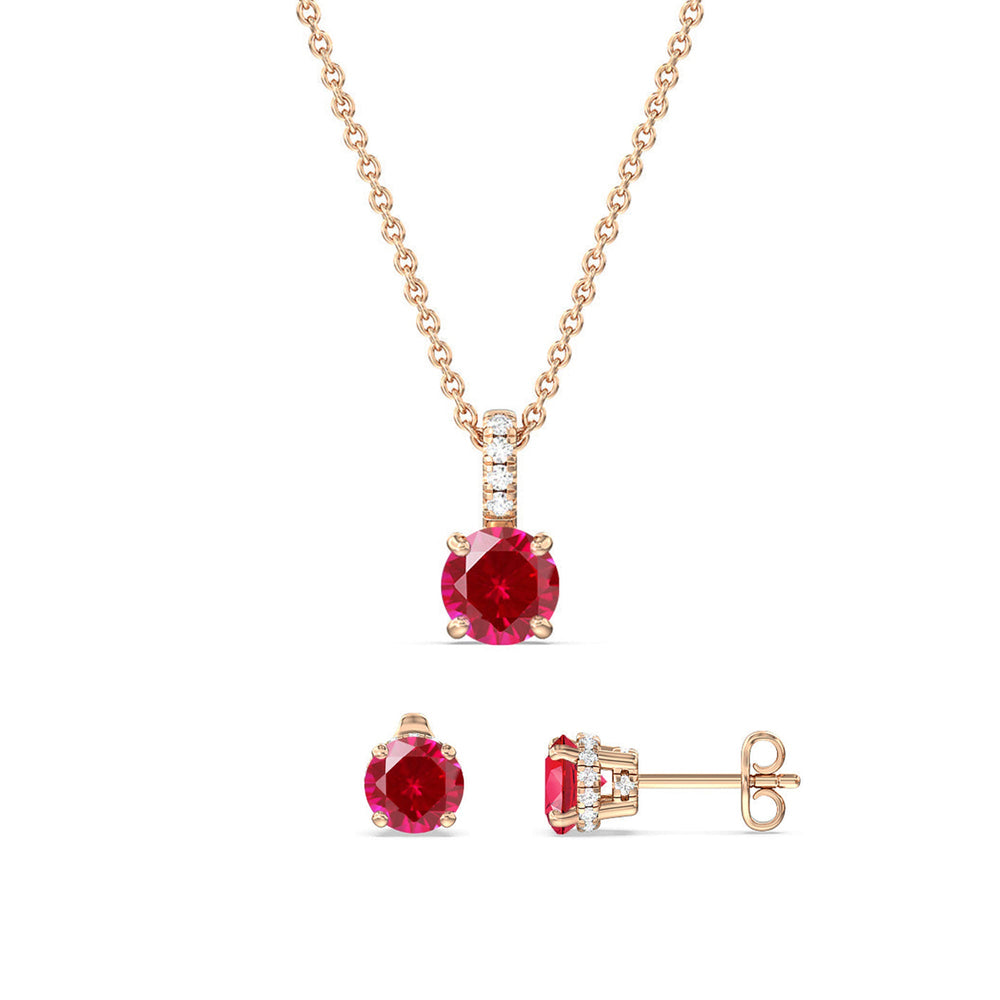 The Classic Gemstone Set with 3/8 Cut Diamond in 14KT Rose Gold view 1
