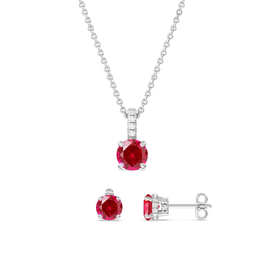 The Classic Gemstone Set with 3/8 Cut Diamond in 14KT White Gold view 1
