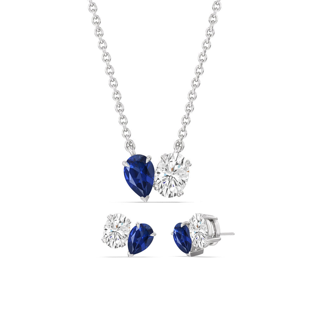 The Gemstone Toi et Moi Set with 1 1/2 Cut Diamond in 14KT Sterling Silver view 1
