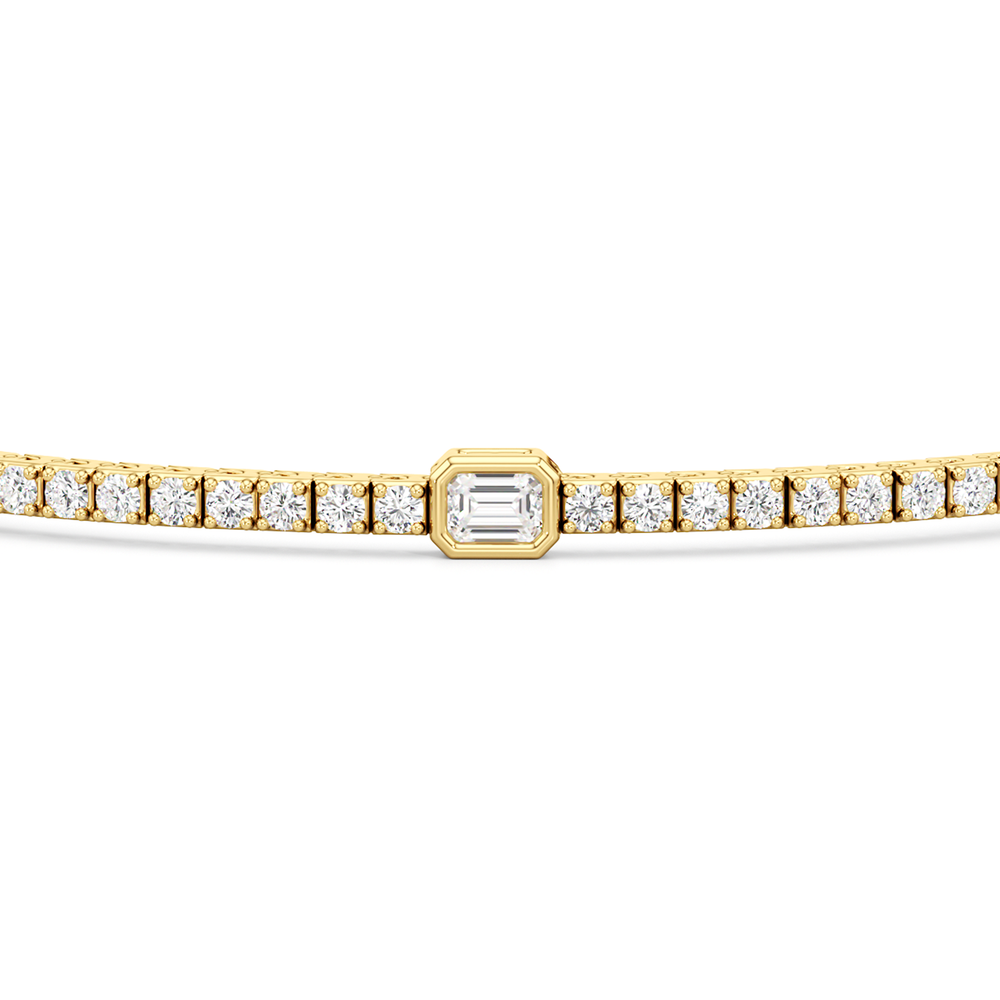 Emerald Station Tennis Bracelet with 4 Cut Diamond in 14KT Yellow Gold view 6
