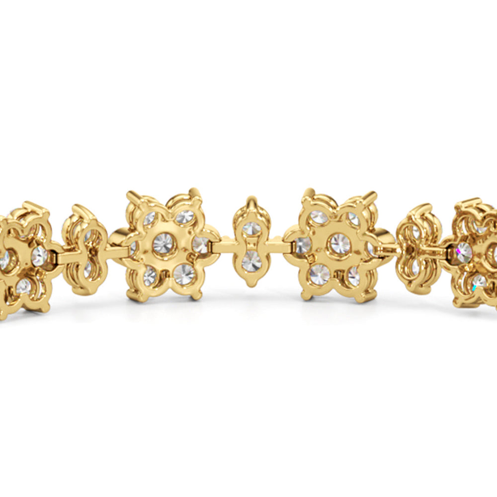 Cherry Blossom Bracelet with Lab Cut Diamond in 14KT Yellow Gold view 7
