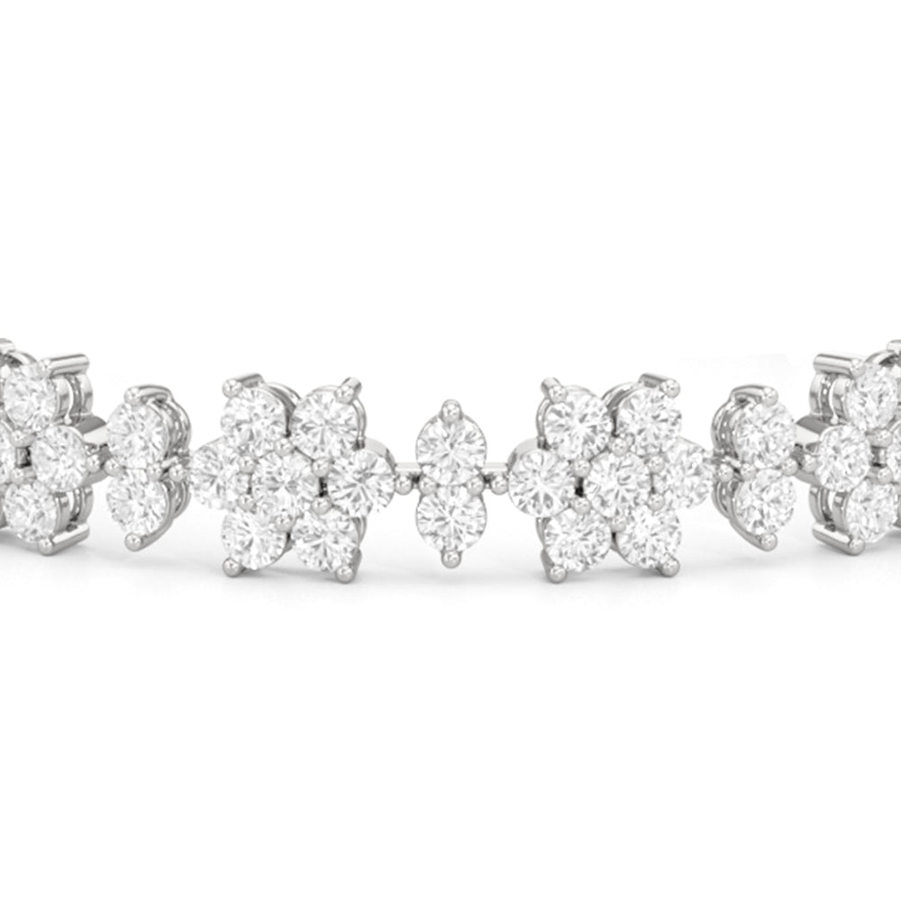 Cherry Blossom Bracelet with Lab Cut Diamond in 14KT White Gold view 5
