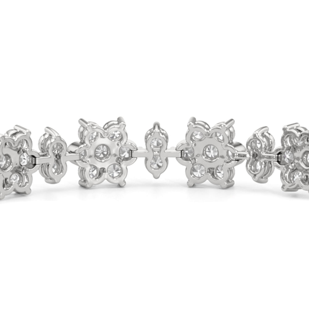 Cherry Blossom Bracelet with Lab Cut Diamond in 14KT White Gold view 7
