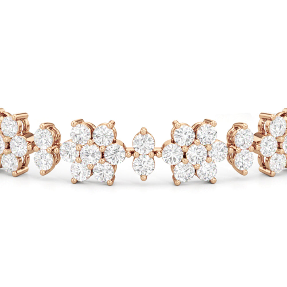 Cherry Blossom Bracelet with Lab Cut Diamond in 14KT Rose Gold view 5
