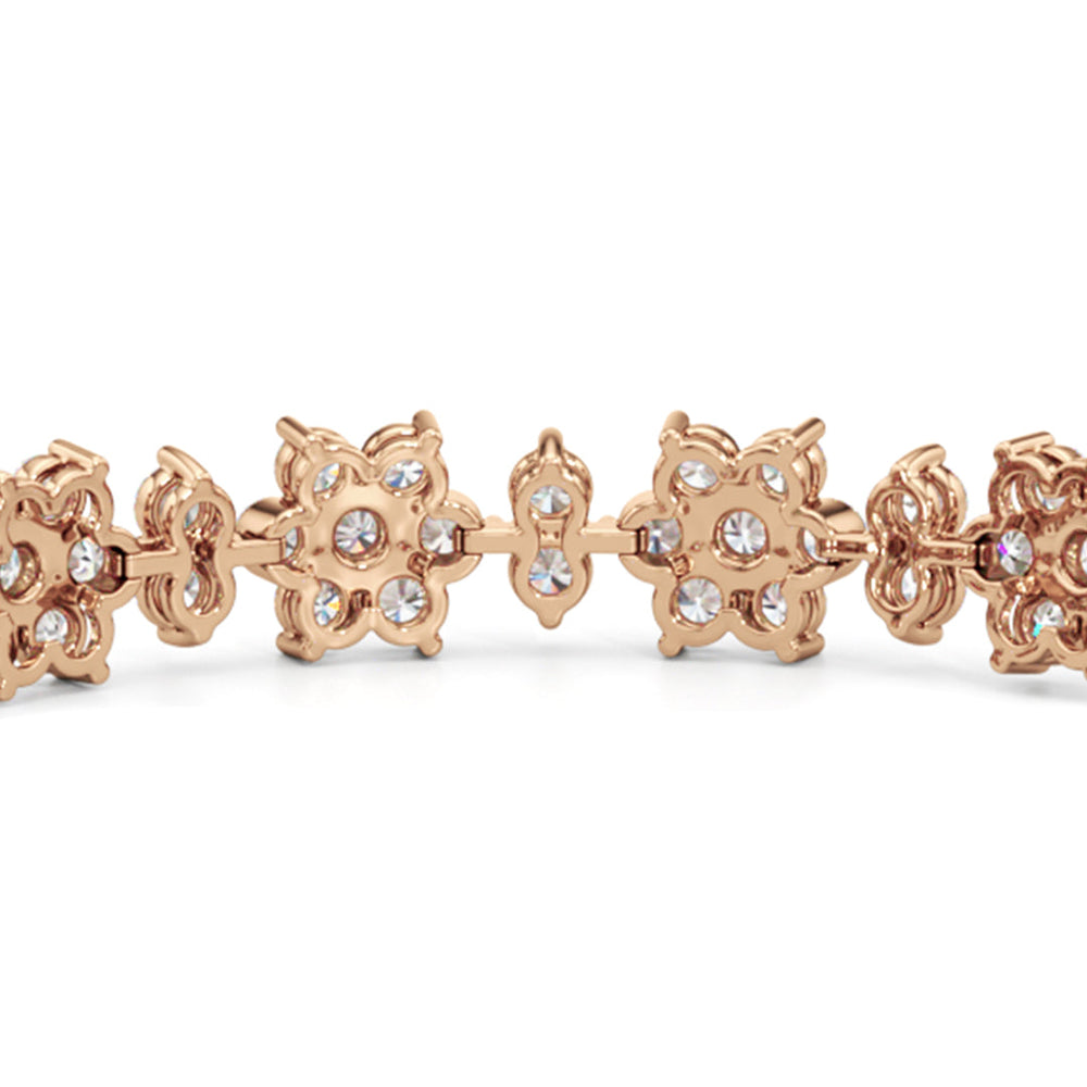 Cherry Blossom Bracelet with Lab Cut Diamond in 14KT Rose Gold view 7
