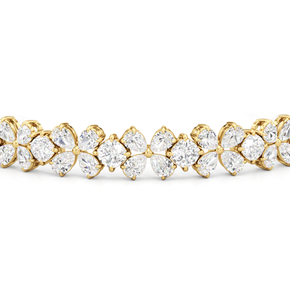 Clover Bracelet with Lab Cut Diamond in 14KT Yellow Gold view 5
