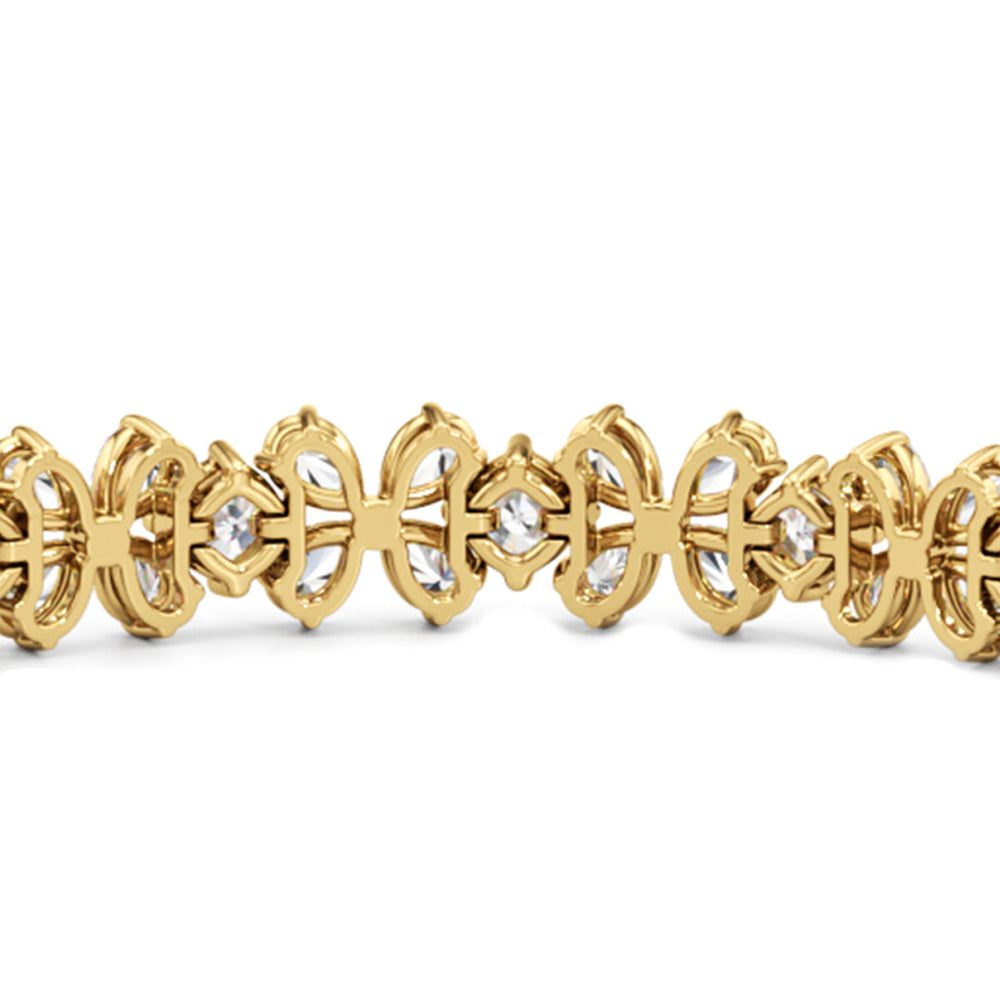 Clover Bracelet with Lab Cut Diamond in 14KT Yellow Gold view 7
