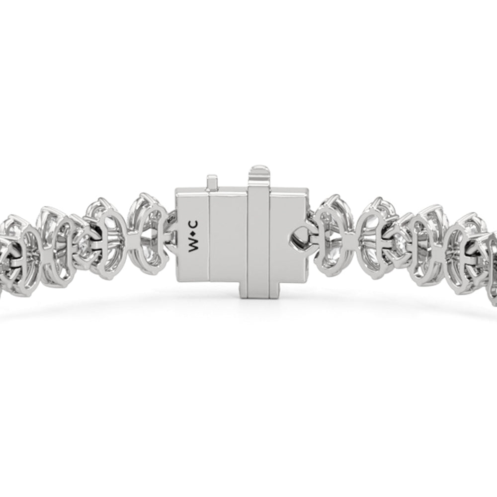 Clover Bracelet with Lab Cut Diamond in 14KT White Gold view 6
