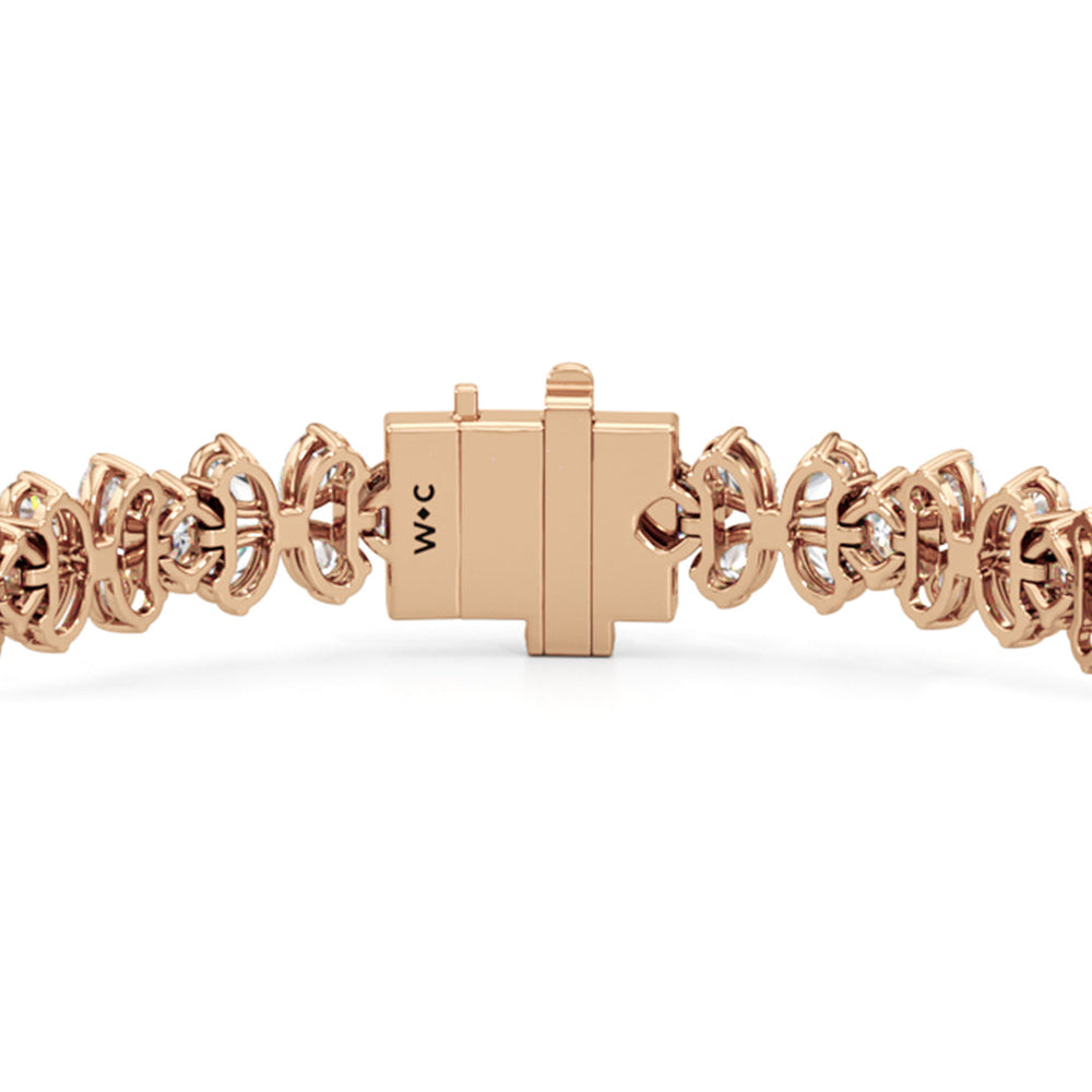 Clover Bracelet with Lab Cut Diamond in 14KT Rose Gold view 6
