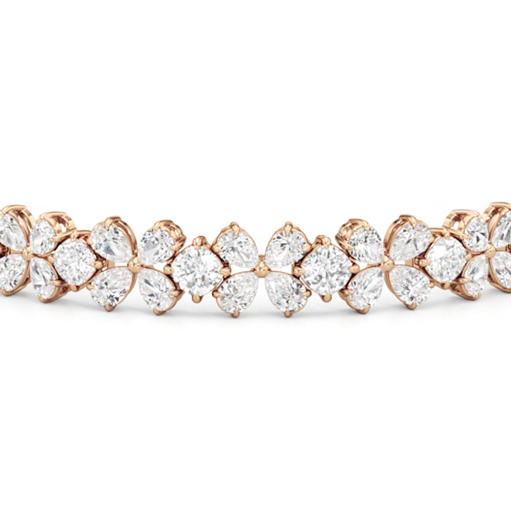 Clover Bracelet with Lab Cut Diamond in 14KT Rose Gold view 5
