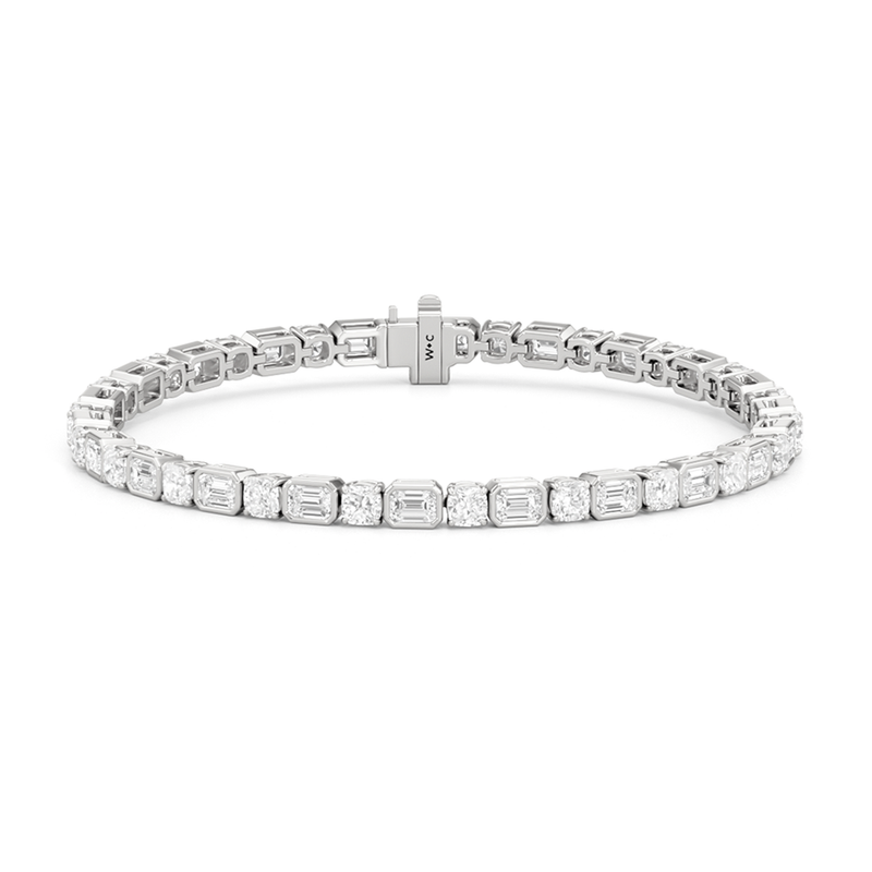 Bezel Emerald with Cushion Alternating Tennis Bracelet