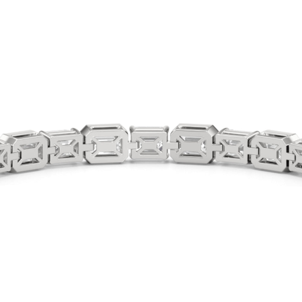 Bezeled Emerald Alternating Tennis Bracelet with 16 Cut Diamond in 14KT White Gold view 8
